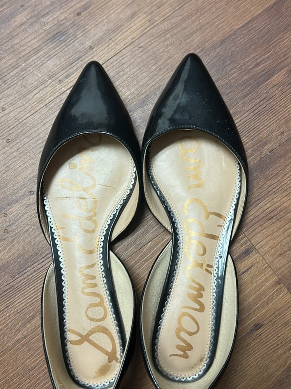 Sam Edelman Rodney Black Patent Leather Pointed-Toe d'Orsay Flats (Size 8)